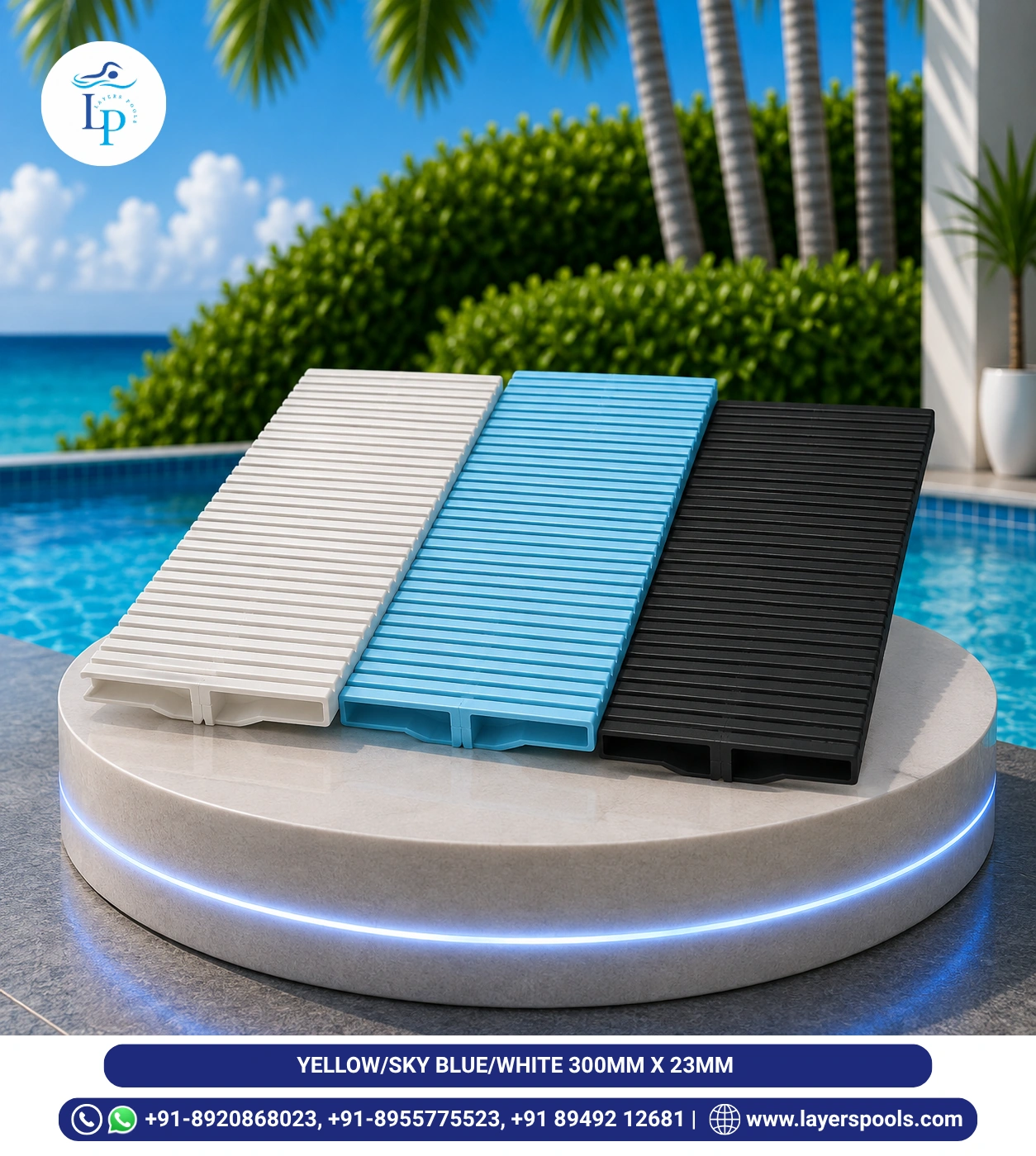 Yellow, Sky Blue & White Pool Grating