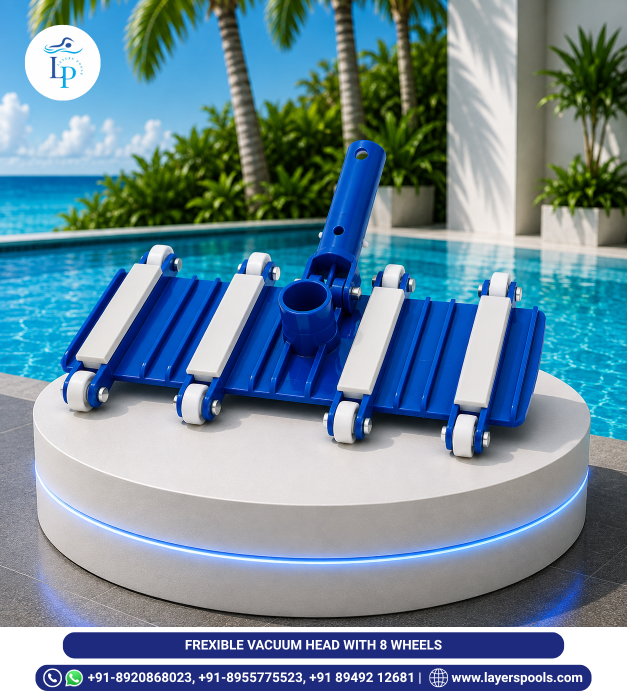 Flexible Vacuum Head with 8 Wheels